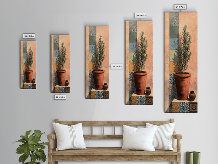 Terra Cotta Pot Framed Canvas Print, Italian Villa Art, Farmhouse Wall Art, Living Room Decor, Watercolor Art, Villa, IVA-1x3-34