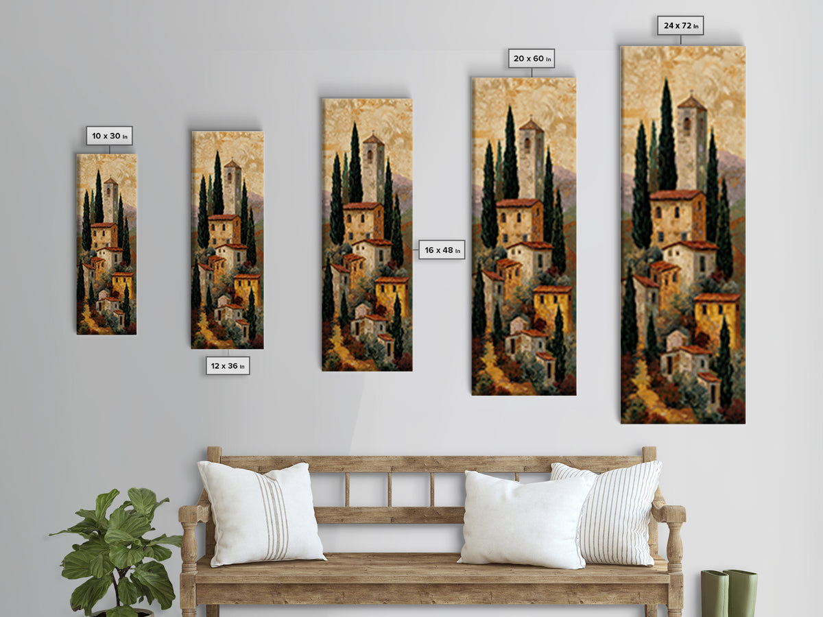 Tuscan Hillside with Cypress Trees and Golden Canvas Print, Italian Villa Art, Living Room Art, Living Room Decor, Villa, IVA-1x3-37