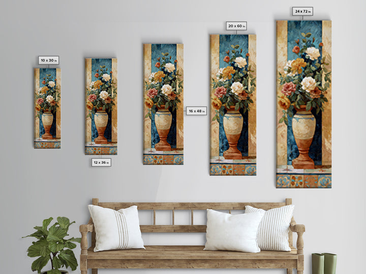 Italian Villa Garden Urn Canvas Print, Italian Villa Art, Landscape Art, Living Room Decor, Oil Painting, Villa, IVA-1x3-42