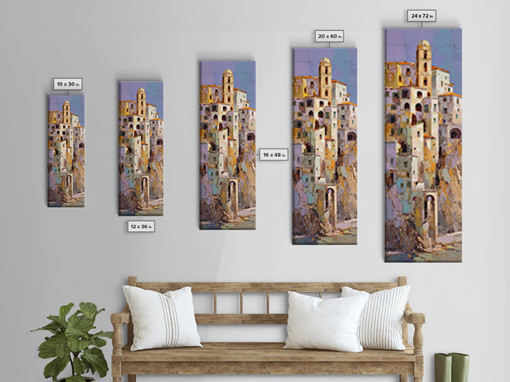 Amalfi Coast Cliffs Canvas Print, Italian Villa Art, Coastal Wall Art, Living Room Decor, Fine Art, Villa, Rustic Home Decor, IVA-1x3-49