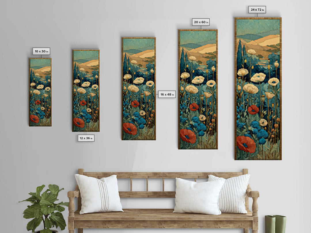 Tuscan Poppy Field Canvas Print, Italian Villa Art, Art Print, Living Room Decor, Abstract Art, Villa, Printable Art, IVA-1x3-51