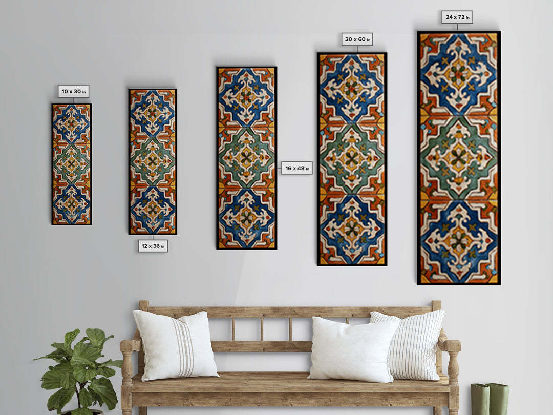 Italian Tile Pattern Framed Canvas Print, Italian Villa Art, Digital Download Art, Living Room Decor, Fine Art, Villa, IVA-1x3-53
