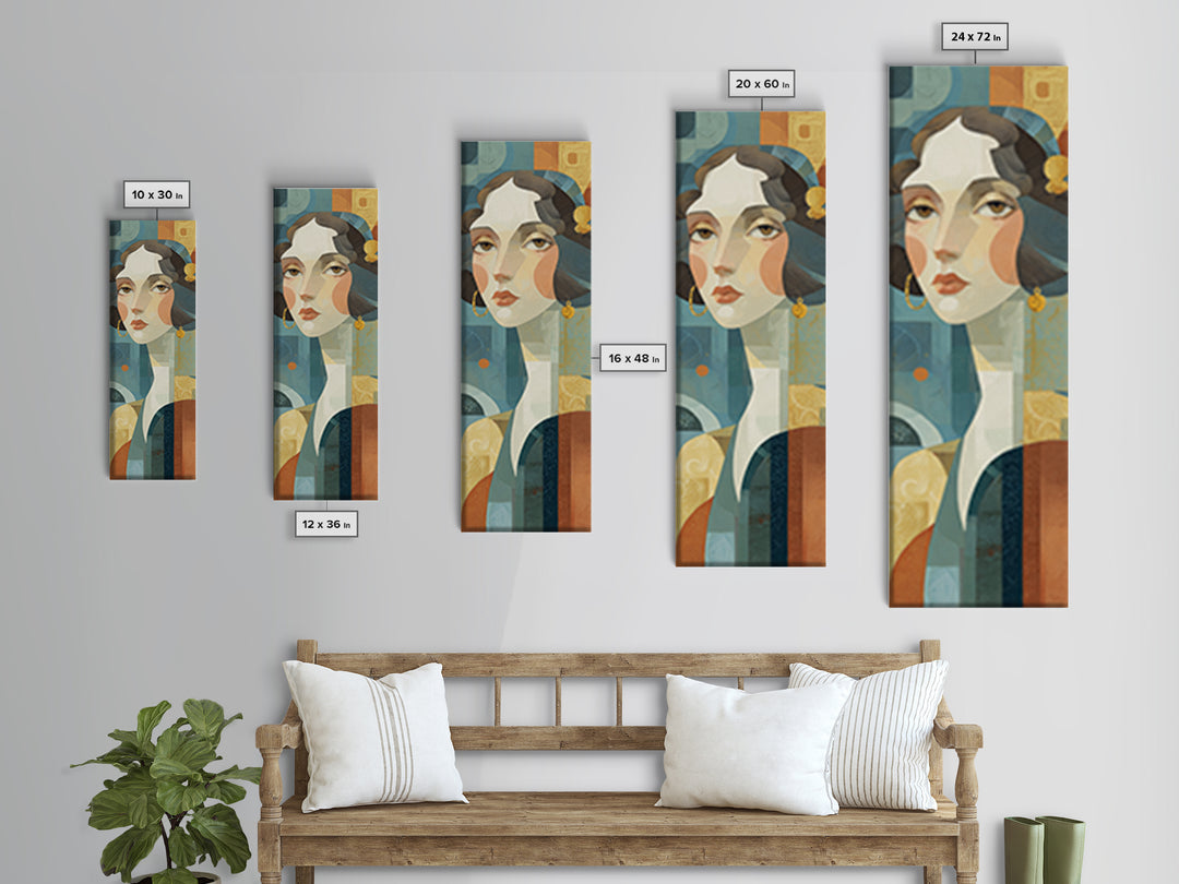 Renaissance Inspired Portrait with Modern Softness Canvas Print, Italian Villa Art, Landscape Painting, Living Room Decor, IVA-1x3-54