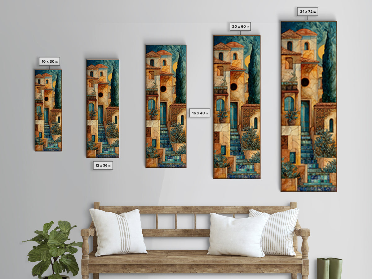 Cypress Silhouette at Sunset Canvas Print, Italian Villa Art, Coastal Wall Decor, Living Room Decor, Abstract Art, Villa, IVA-1x3-57