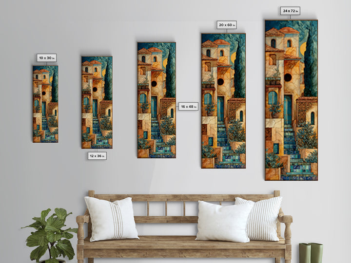 Cypress Silhouette at Sunset Canvas Print, Italian Villa Art, Coastal Wall Decor, Living Room Decor, Abstract Art, Villa, IVA-1x3-57