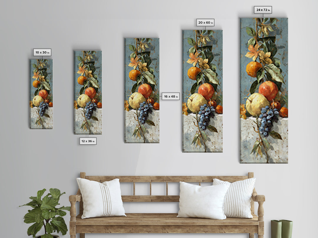 Marble Fruit Still Life Canvas Print, Italian Villa Art, Statement Artwork, Living Room Decor, Fine Art, Villa, Oil Painting, IVA-1x3-59