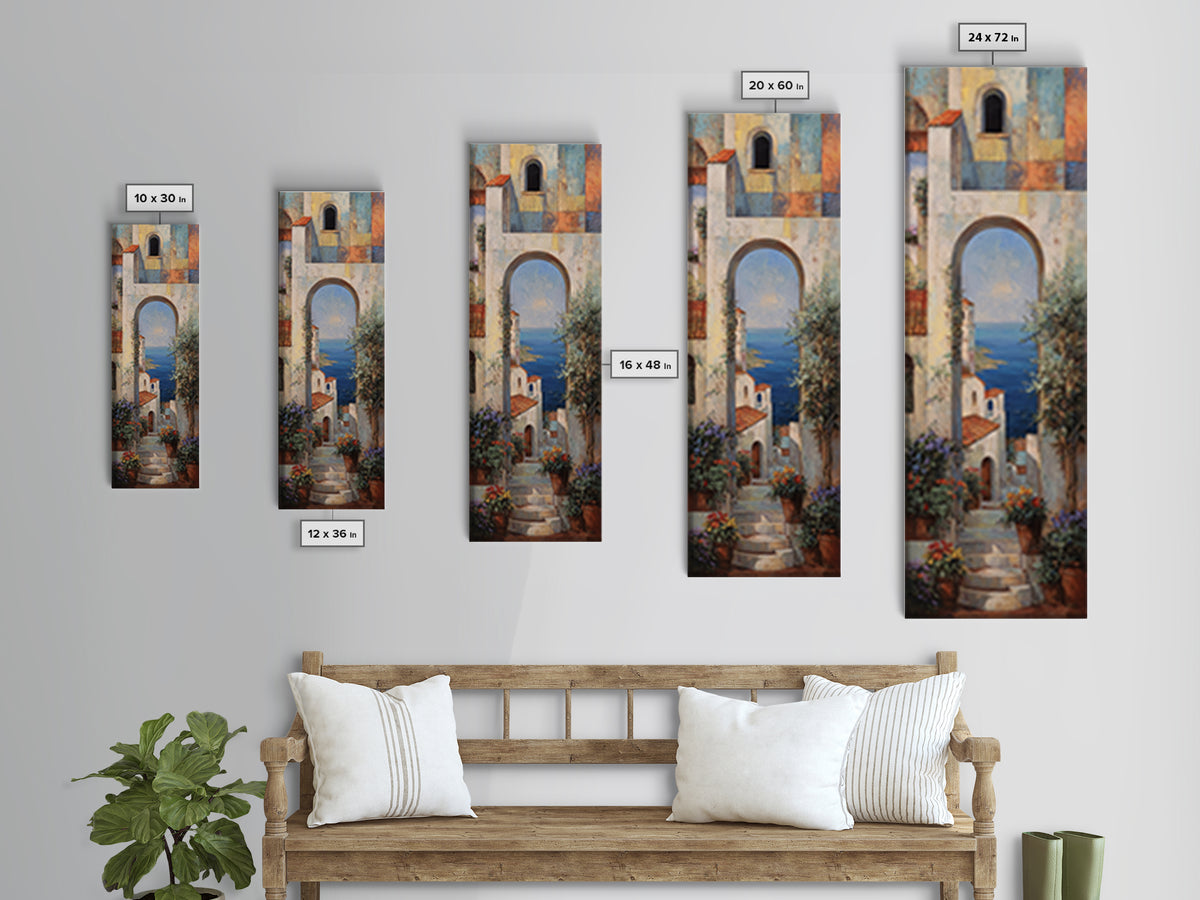 Mediterranean Arch Framing Blue Sea Canvas Print, Italian Villa Art, Luxury Decor, Living Room Decor, Fine Art, Villa, IVA-1x3-68