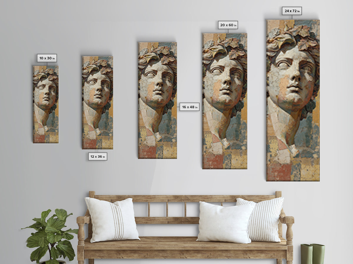 Classic Roman Statue Bust Canvas Print, Italian Villa Art, Art Print, Living Room Decor, Fine Art, Villa, Printable Art, IVA-1x3-72