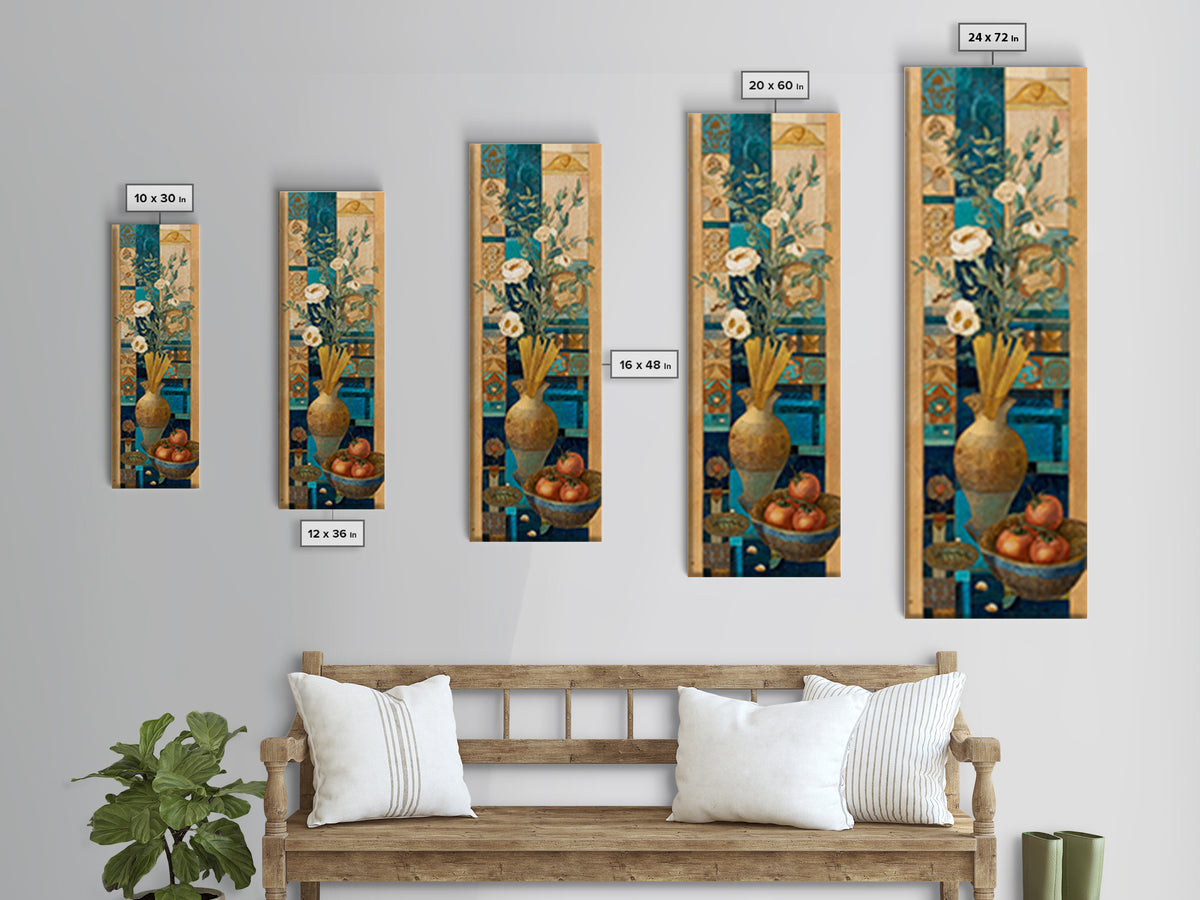 Pasta Herbs and Tomatoes Still Life Framed Canvas Print, Italian Villa Art, Room Decor, Living Room Decor, Fine Art, Villa, IVA-1x3-79