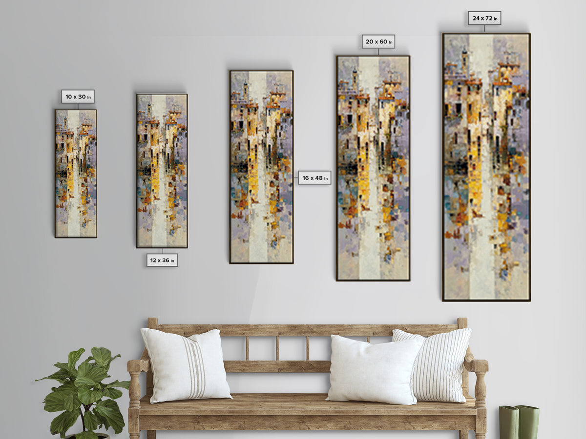 Venetian Canal Reflection Without City Crowd Canvas Print, Italian Villa Art, Textured Painting, Living Room Decor, Villa, IVA-1x3-80