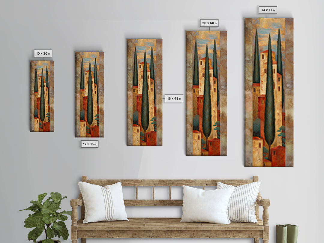 Tuscan Hillside with Cypress Trees and Golden Canvas Print, Italian Villa Art, Wall Decor, Living Room Decor, Fine Art, Villa, IVA-1x3-85