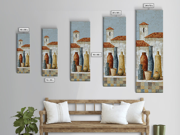 Terracotta Rooftops Against Pale Sky Canvas Print, Italian Villa Art, Minimalist Decor, Living Room Decor, Fine Art, Villa, IVA-1x3-88