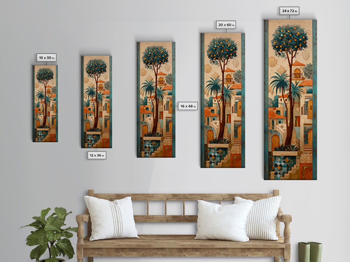 Orange Tree in a Courtyard Planter Canvas Print, Italian Villa Art, Rustic Home Decor, Living Room Decor, Fine Art, Villa, IVA-1x3-98