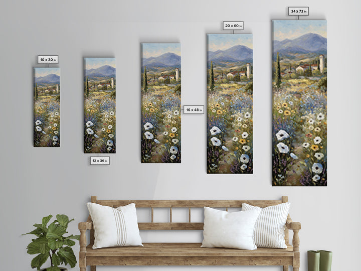 Tuscan Poppy Field Canvas Print, Italian Villa Art, Framed Wall Art, Living Room Decor, Watercolor Art, Villa, IVA-1x3-99