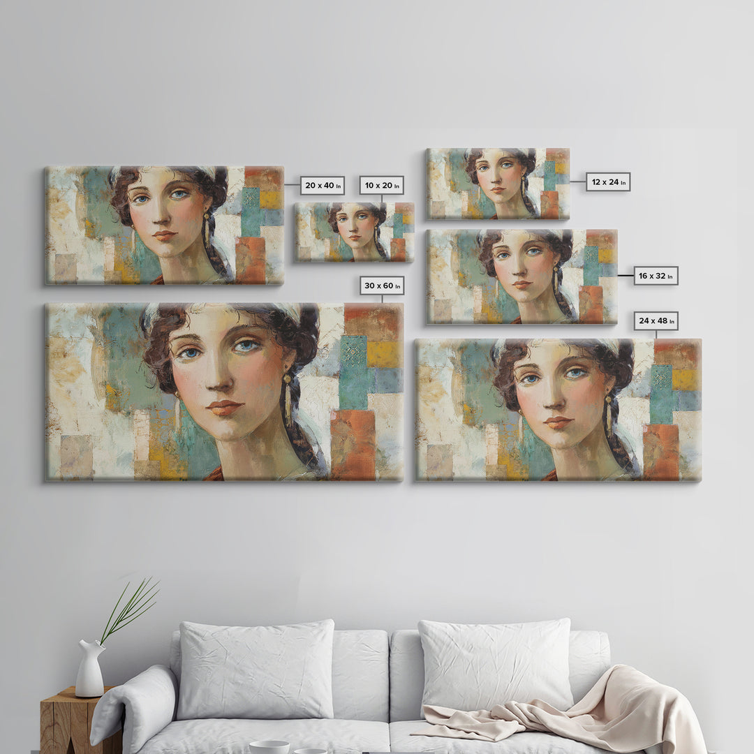 Renaissance Inspired Portrait with Modern Softness Canvas Print, Italian Villa Art, Landscape Print, Living Room Decor, Villa, IVA-2x1-14