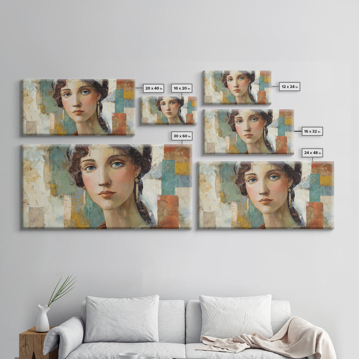 Renaissance Inspired Portrait with Modern Softness Canvas Print, Italian Villa Art, Landscape Print, Living Room Decor, Villa, IVA-2x1-14