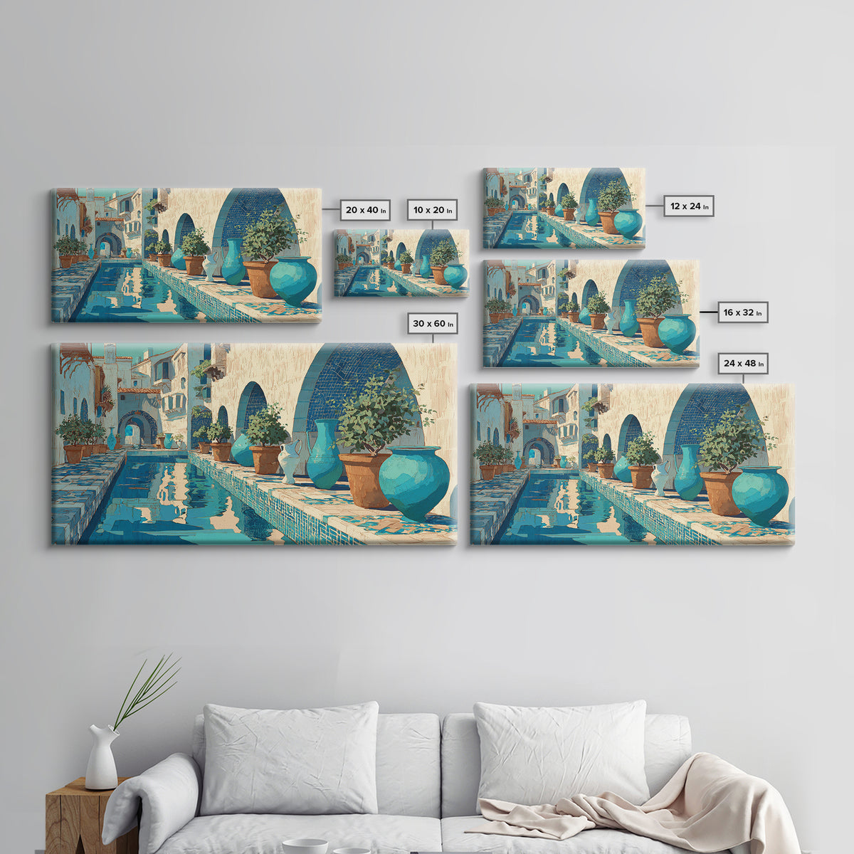 Venetian Canal Reflection Without City Crowd Framed Canvas Print, Italian Villa Art, Neutral Decor, Living Room Decor, Villa, IVA-2x1-16