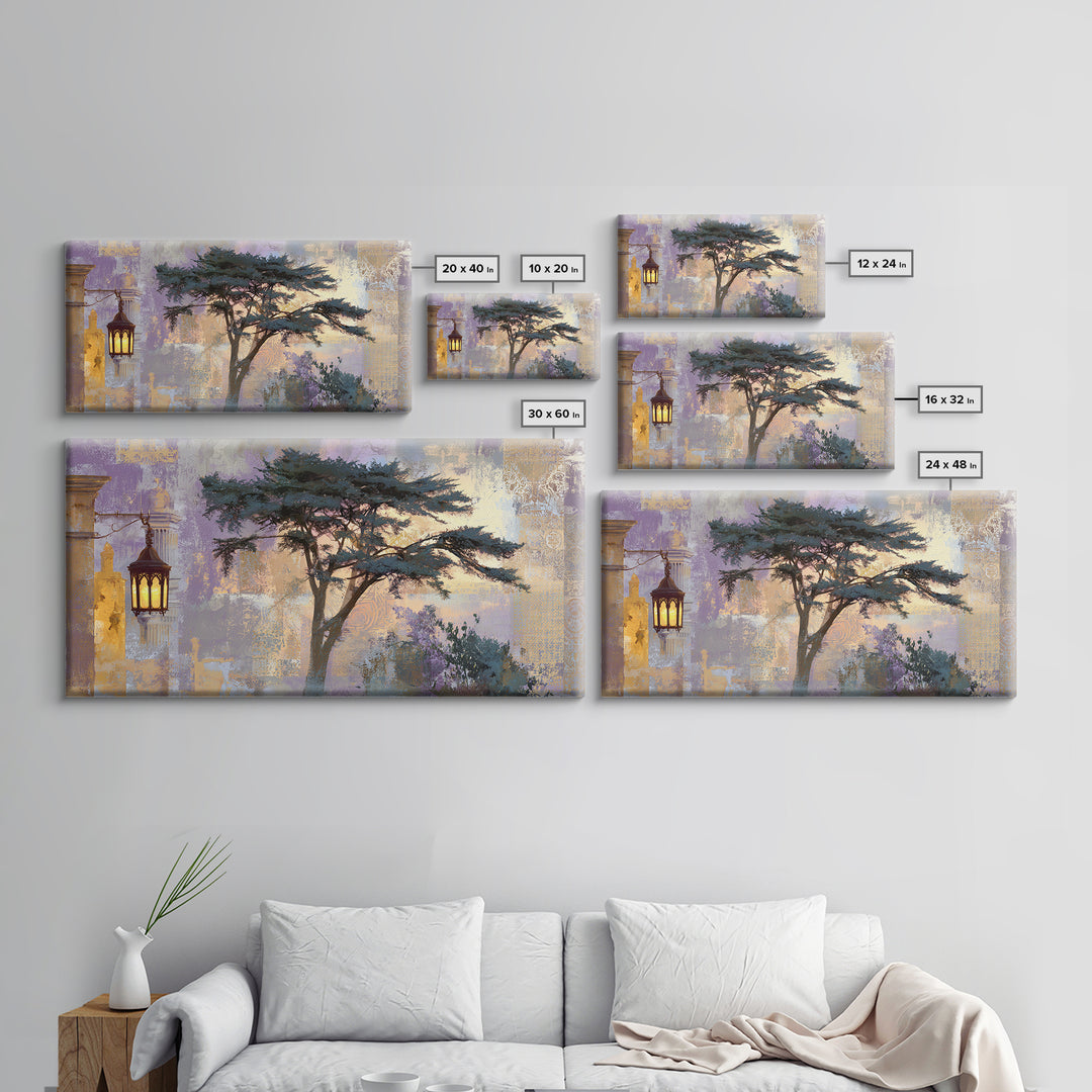Cypress Silhouette at Sunset Canvas Print, Italian Villa Art, Gallery Decor, Living Room Decor, Villa, Minimalist Decor, IVA-2x1-17