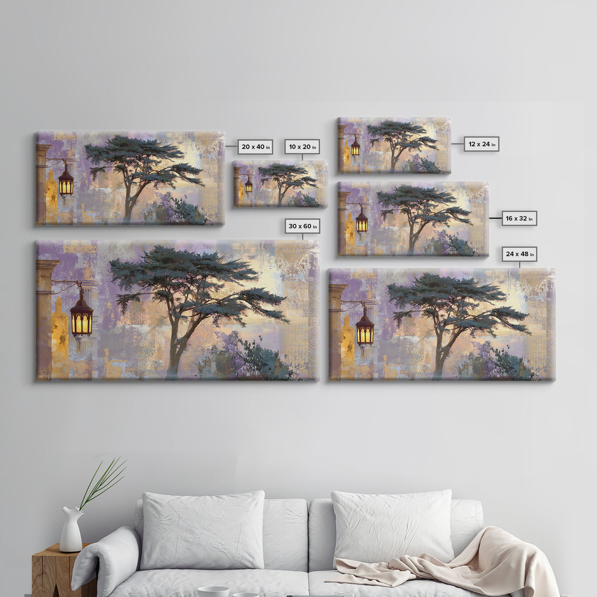 Cypress Silhouette at Sunset Canvas Print, Italian Villa Art, Gallery Decor, Living Room Decor, Villa, Minimalist Decor, IVA-2x1-17