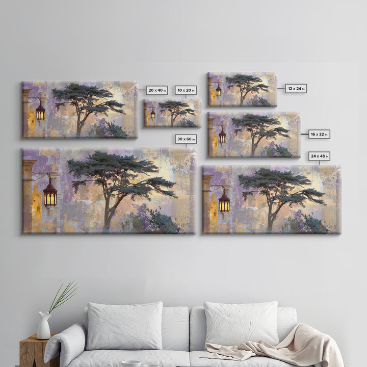Cypress Silhouette at Sunset Canvas Print, Italian Villa Art, Gallery Decor, Living Room Decor, Villa, Minimalist Decor, IVA-2x1-17