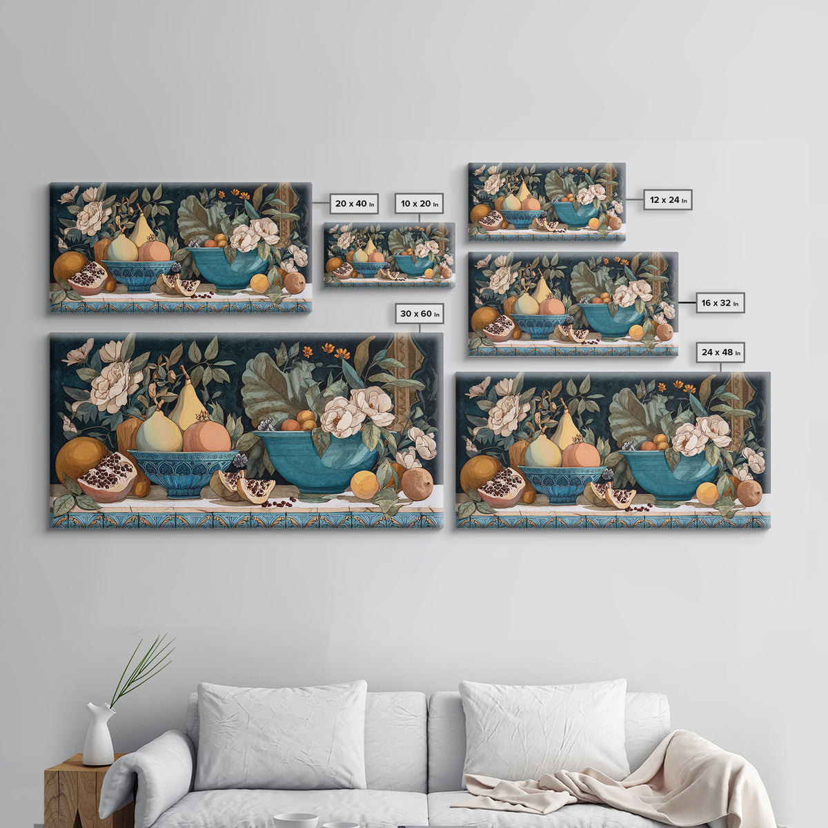 Marble Fruit Still Life Framed Canvas Print, Italian Villa Art, Gallery Wall Set, Living Room Decor, Fine Art, Villa, IVA-2x1-19