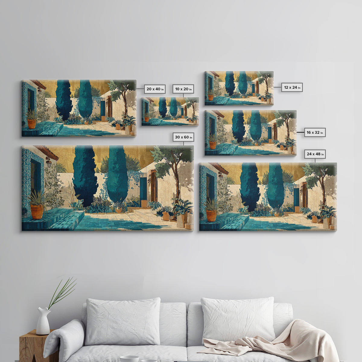 Cypress Silhouette at Sunset Canvas Print, Italian Villa Art, Gallery Decor, Living Room Decor, Villa, Minimalist Decor, IVA-2x1-41