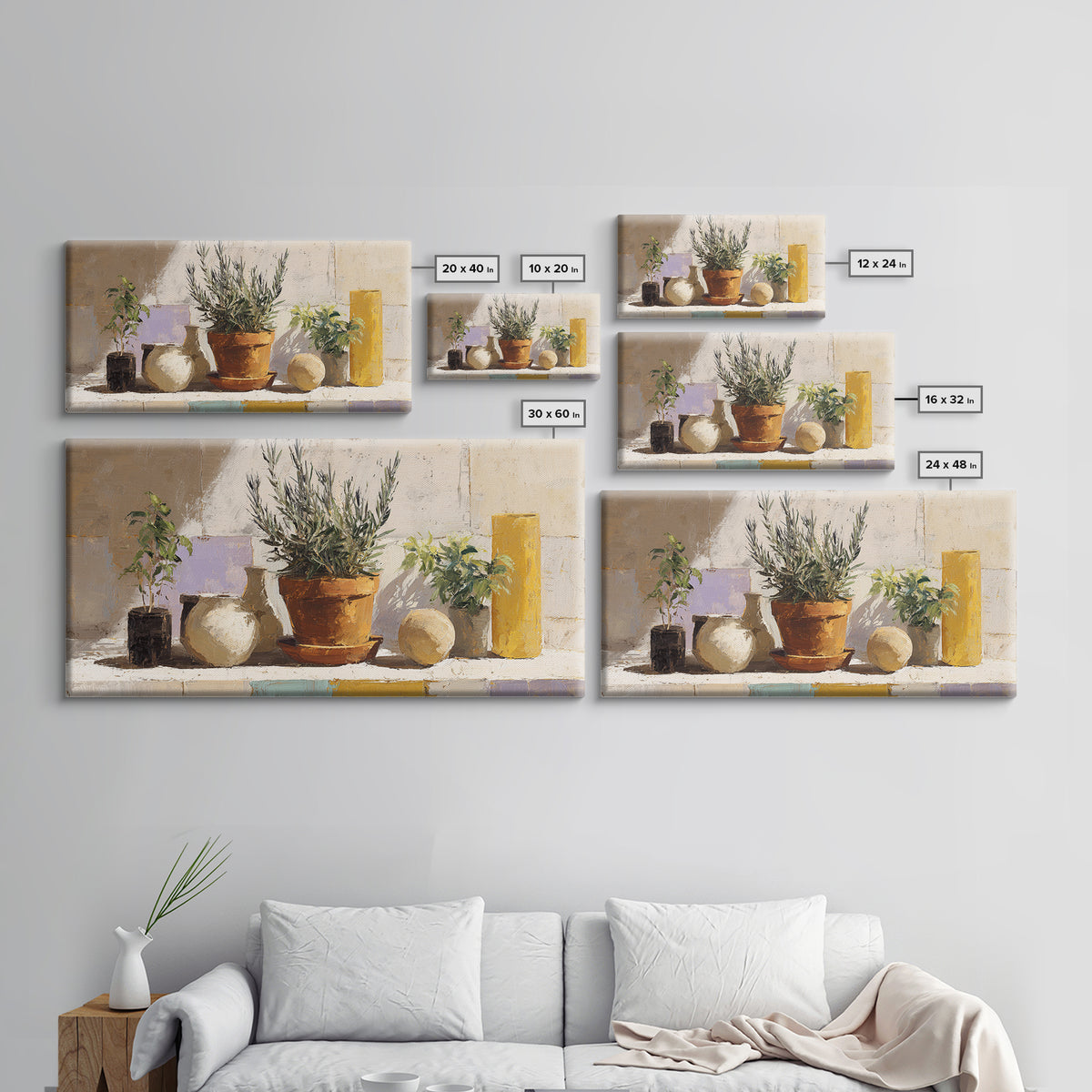 Terra Cotta Pot Framed Canvas Print, Italian Villa Art, Digital Art Print, Living Room Decor, Fine Art, Villa, Luxury Decor, IVA-2x1-42