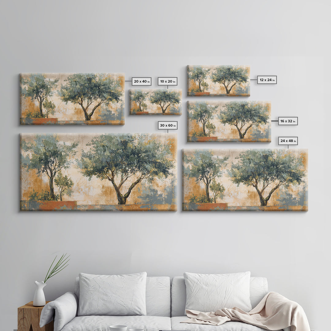 Olive Grove Path Canvas Print, Italian Villa Art, Framed Wall Art, Living Room Decor, Oil Painting, Villa, Colorful Wall Art, IVA-2x1-47