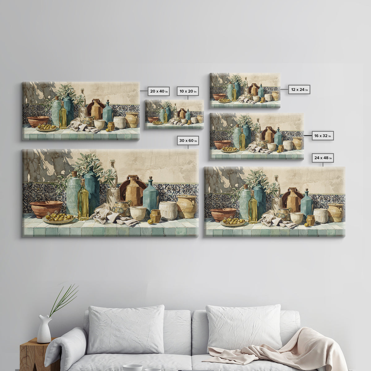 White Wine and Olives Still Life Framed Canvas Print, Italian Villa Art, Digital Wall Art, Living Room Decor, Oil Painting, IVA-2x1-60