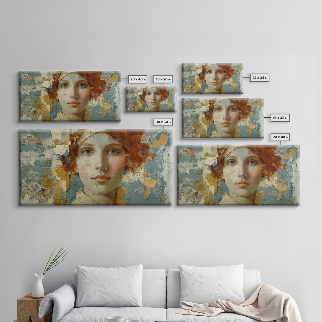 Renaissance Inspired Portrait with Modern Softness Canvas Print, Italian Villa Art, Gallery Decor, Living Room Decor, Villa, IVA-2x1-62