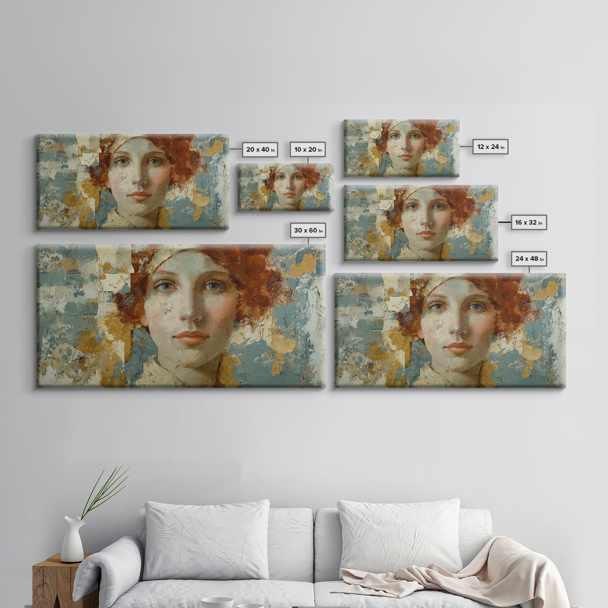 Renaissance Inspired Portrait with Modern Softness Canvas Print, Italian Villa Art, Gallery Decor, Living Room Decor, Villa, IVA-2x1-62