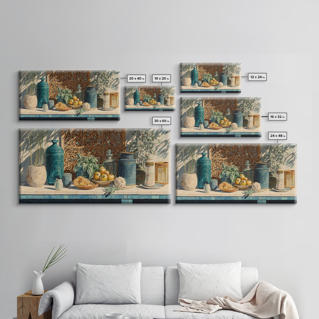 Pasta Herbs and Tomatoes Still Life Canvas Print, Italian Villa Art, Living Room Wall Art, Living Room Decor, Fine Art, Villa, IVA-2x1-63
