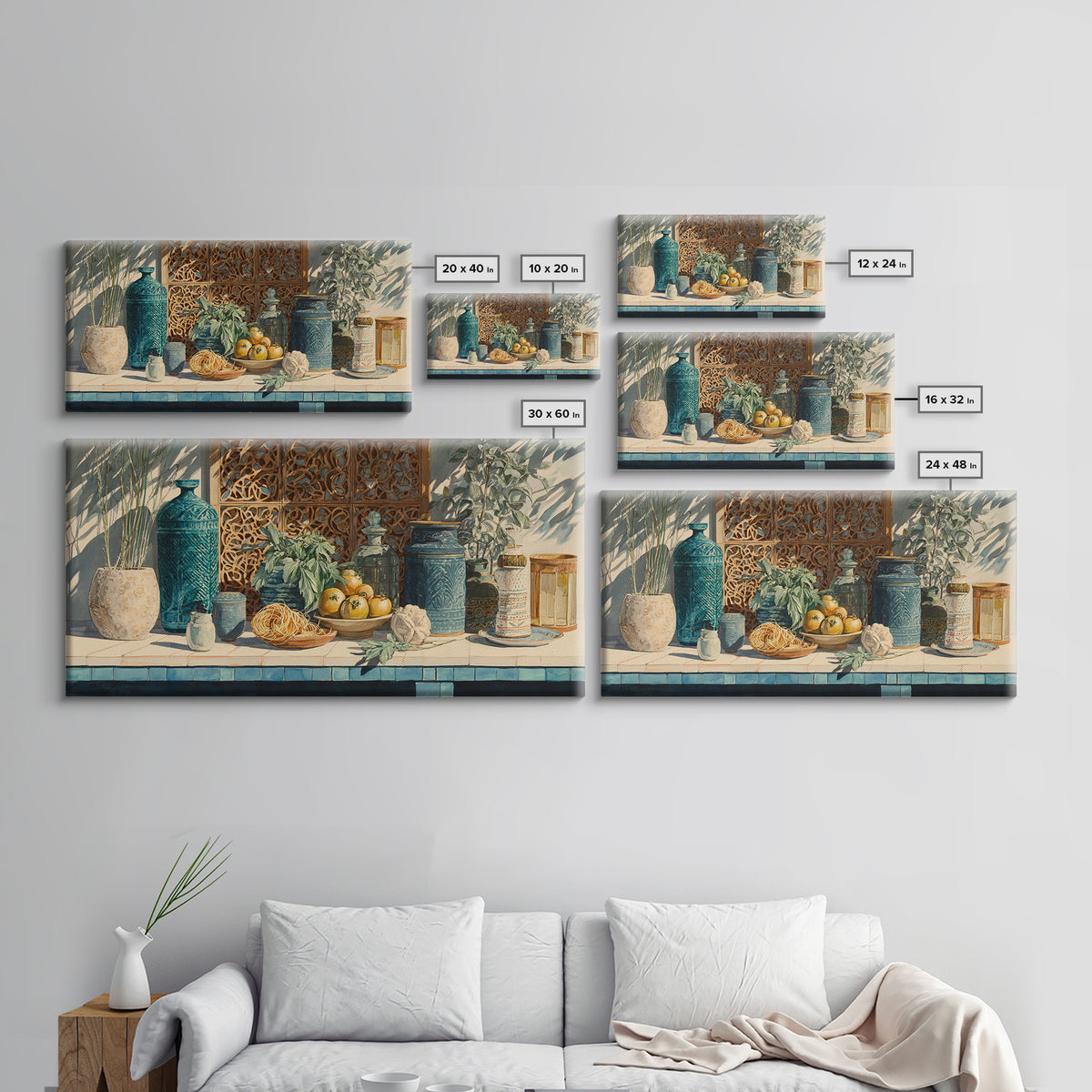 Pasta Herbs and Tomatoes Still Life Canvas Print, Italian Villa Art, Living Room Wall Art, Living Room Decor, Fine Art, Villa, IVA-2x1-63