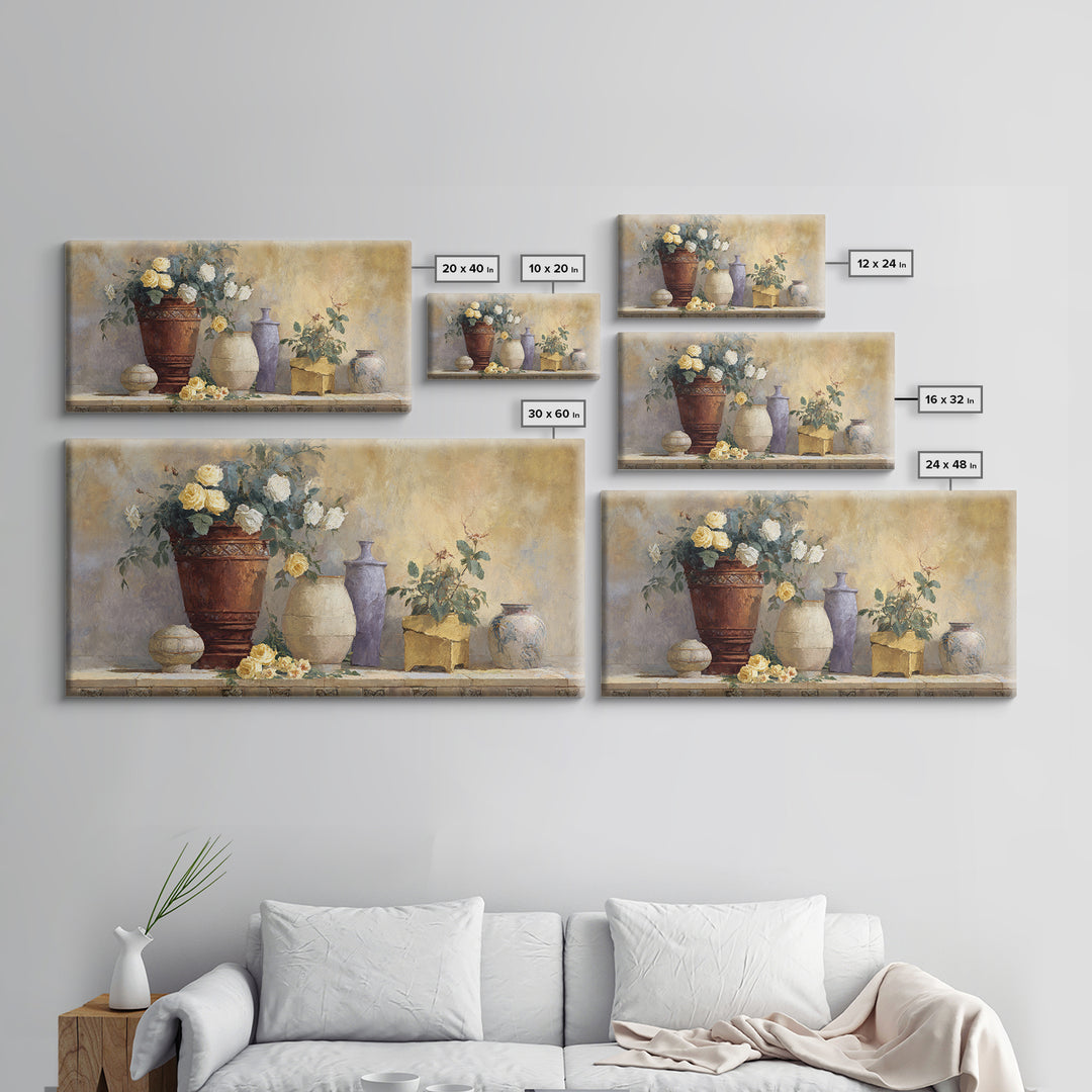 Italian Villa Garden Urn Canvas Print, Italian Villa Art, Art Print, Living Room Decor, Watercolor Art, Villa, Printable Art, IVA-2x1-74