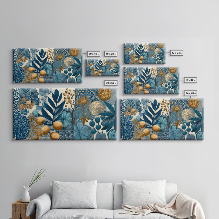Italian Tile Pattern Framed Canvas Print, Italian Villa Art, Textured Painting, Living Room Decor, Villa, Living Room Wall Art, IVA-2x1-85