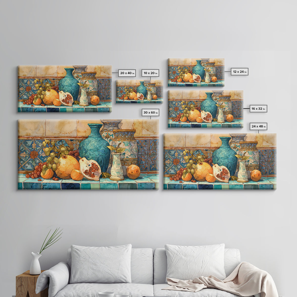 Marble Fruit Still Life Framed Canvas Print, Italian Villa Art, Contemporary Art, Living Room Decor, Fine Art, Villa, IVA-2x1-91