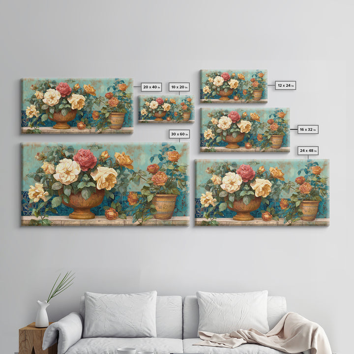 Italian Villa Garden Urn Canvas Print, Italian Villa Art, Art Print, Living Room Decor, Watercolor Art, Villa, Printable Art, IVA-2x1-98