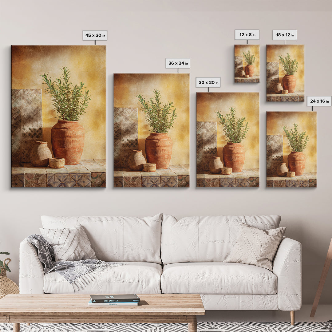Terra Cotta Pot Framed Canvas Print, Italian Villa Art, Digital Art Print, Living Room Decor, Fine Art, Villa, Luxury Decor, IVA-2x3-30