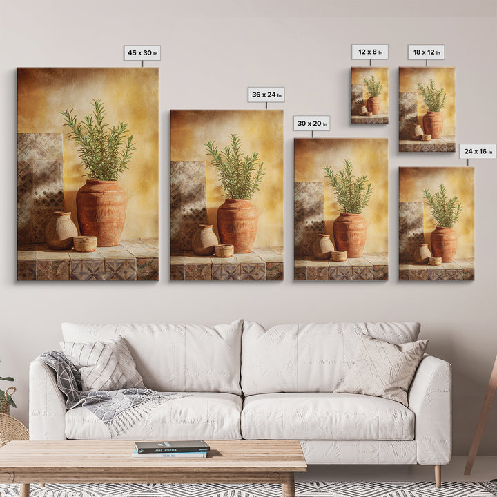 Terra Cotta Pot Framed Canvas Print, Italian Villa Art, Digital Art Print, Living Room Decor, Fine Art, Villa, Luxury Decor, IVA-2x3-30