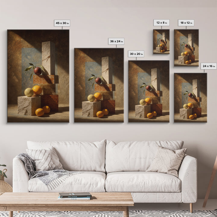 Marble Fruit Still Life Canvas Print, Italian Villa Art, Coastal Decor, Living Room Decor, Fine Art, Villa, Landscape Print, IVA-2x3-31