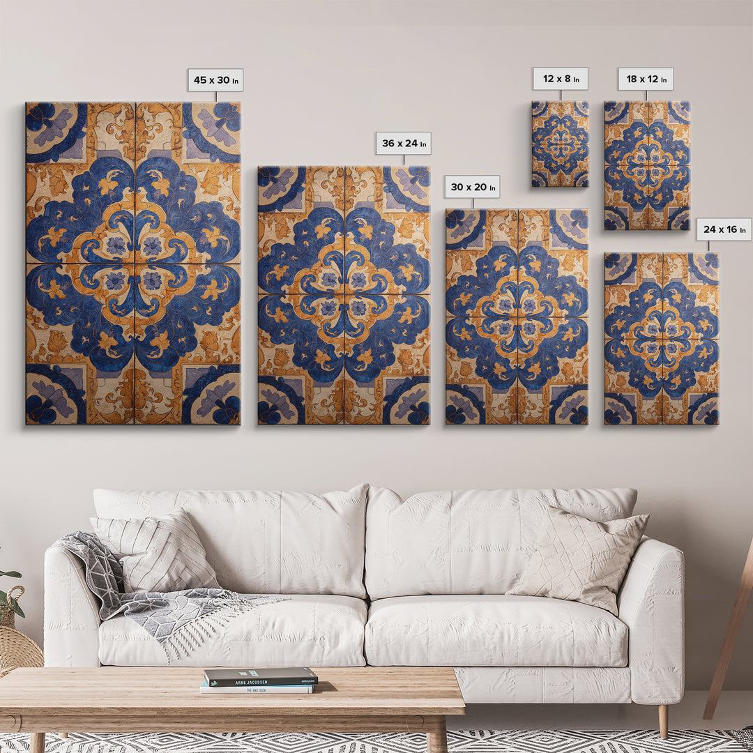 Italian Tile Pattern Canvas Print, Italian Villa Art, Statement Artwork, Living Room Decor, Fine Art, Villa, Oil Painting, IVA-2x3-49