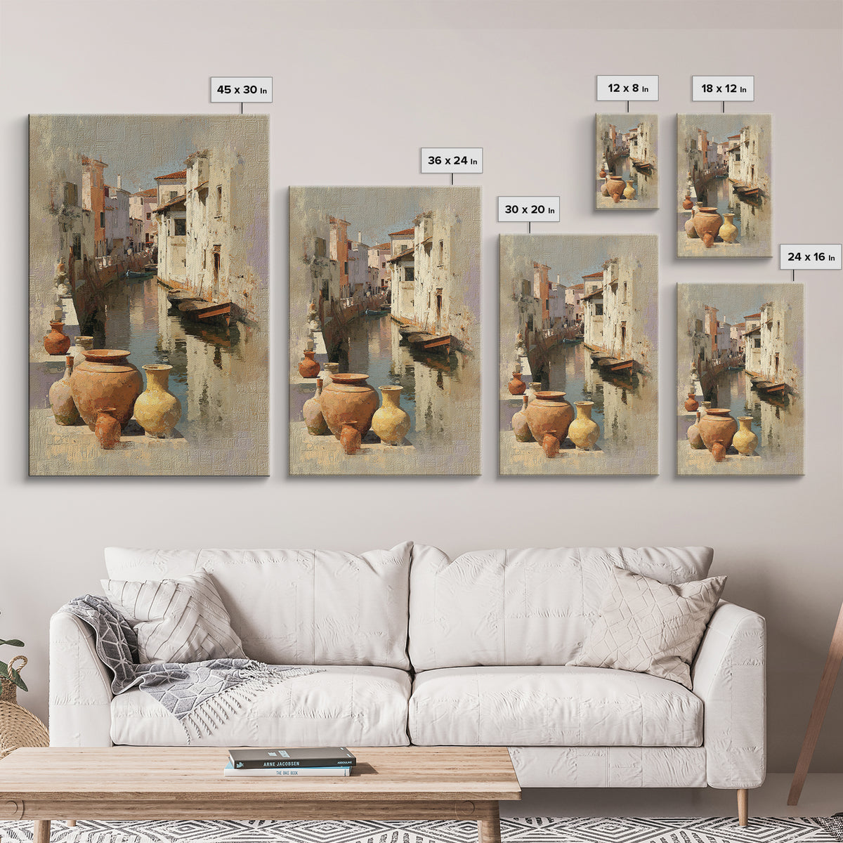 Venetian Canal Reflection Without City Crowd Canvas Print, Italian Villa Art, Digital Download Art, Living Room Decor, Villa, IVA-2x3-52