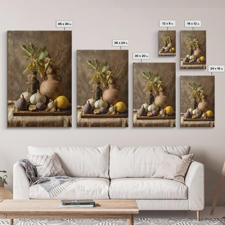 Figs and Cheese on Rustic Wooden Board Canvas Print, Italian Villa Art, Art Print, Living Room Decor, Fine Art, Villa, IVA-2x3-65
