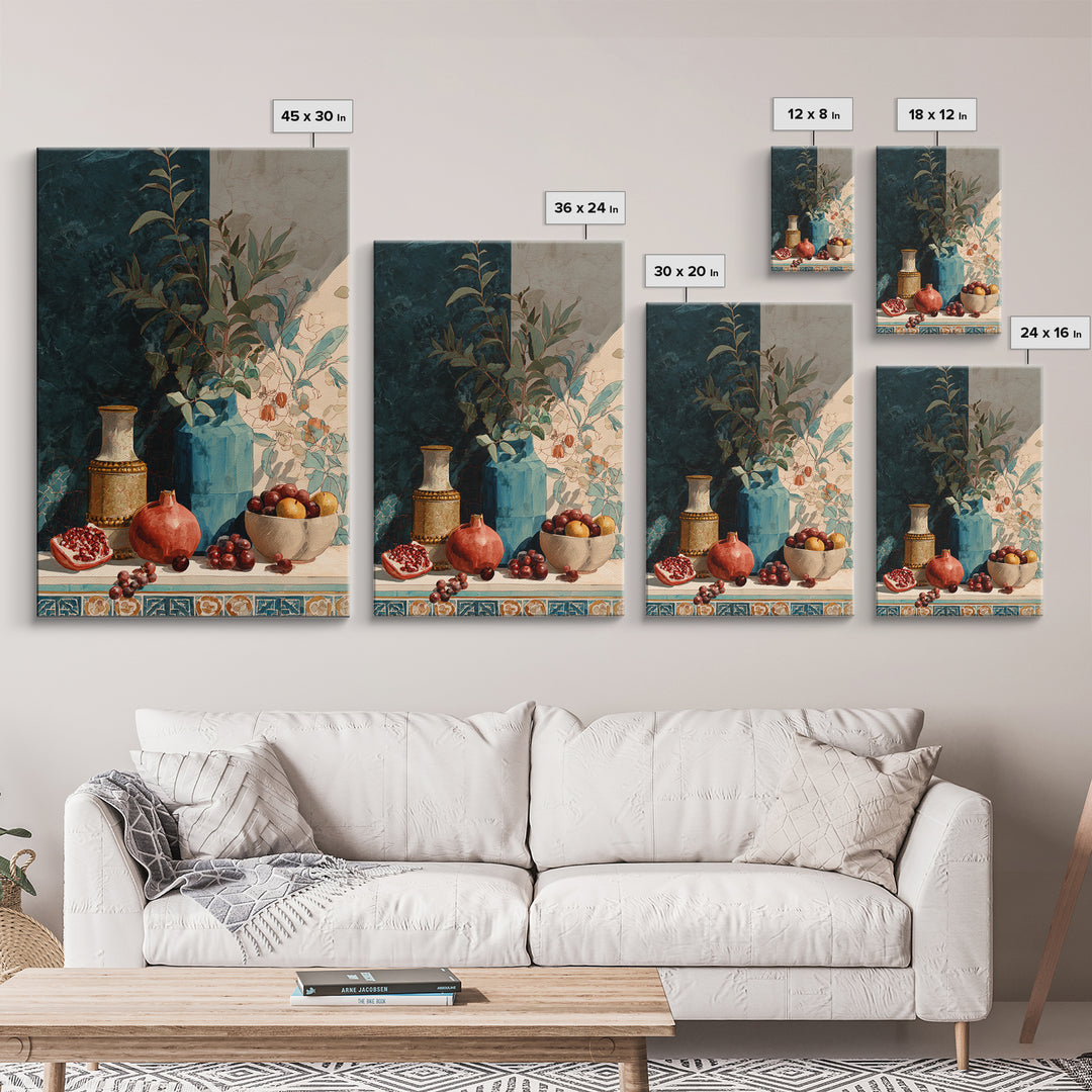 Marble Fruit Still Life Canvas Print, Italian Villa Art, Original Painting, Living Room Decor, Villa, Landscape Painting, IVA-2x3-7