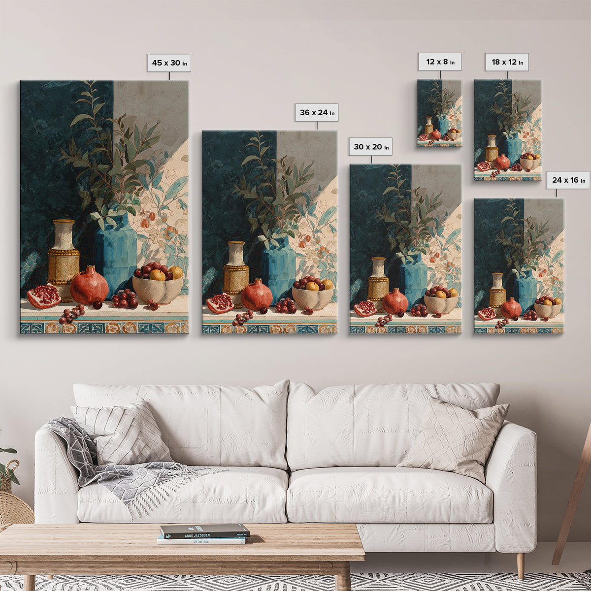 Marble Fruit Still Life Canvas Print, Italian Villa Art, Original Painting, Living Room Decor, Villa, Landscape Painting, IVA-2x3-7