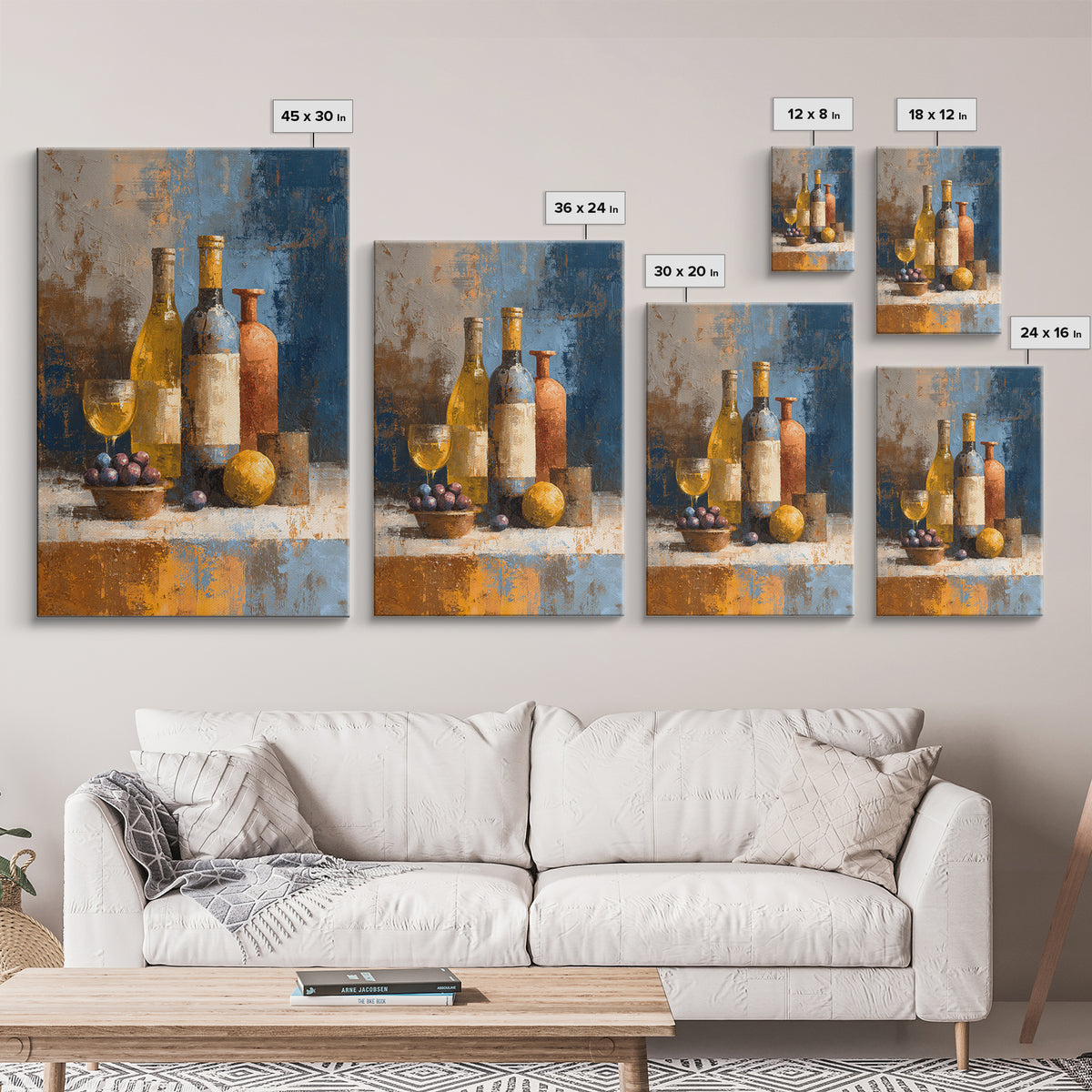 White Wine and Olives Still Life Canvas Print, Italian Villa Art, Neutral Wall Art, Living Room Decor, Oil Painting, Villa, IVA-2x3-72