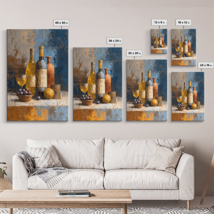White Wine and Olives Still Life Canvas Print, Italian Villa Art, Neutral Wall Art, Living Room Decor, Oil Painting, Villa, IVA-2x3-72