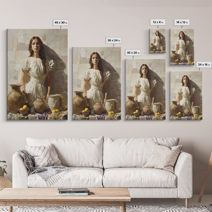 Renaissance Inspired Portrait with Modern Softness Canvas Print, Italian Villa Art, Boho Decor, Living Room Decor, Villa, IVA-2x3-74