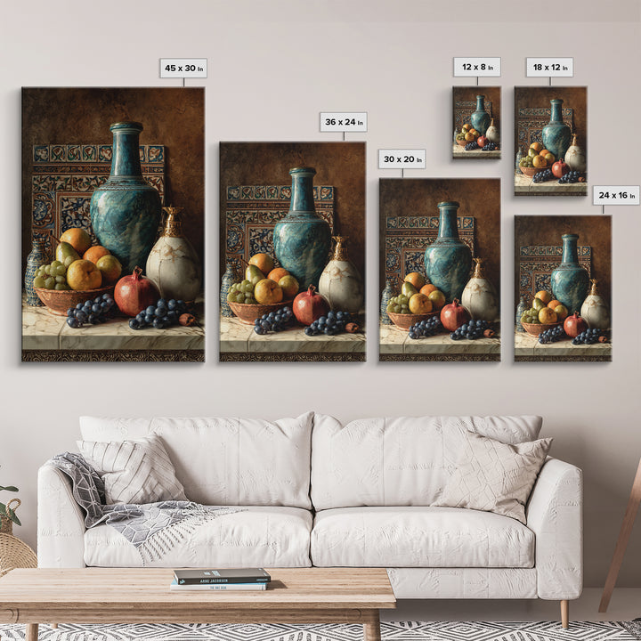 Marble Fruit Still Life Canvas Print, Italian Villa Art, Rustic Home Decor, Living Room Decor, Fine Art, Villa, Boho Decor, IVA-2x3-79