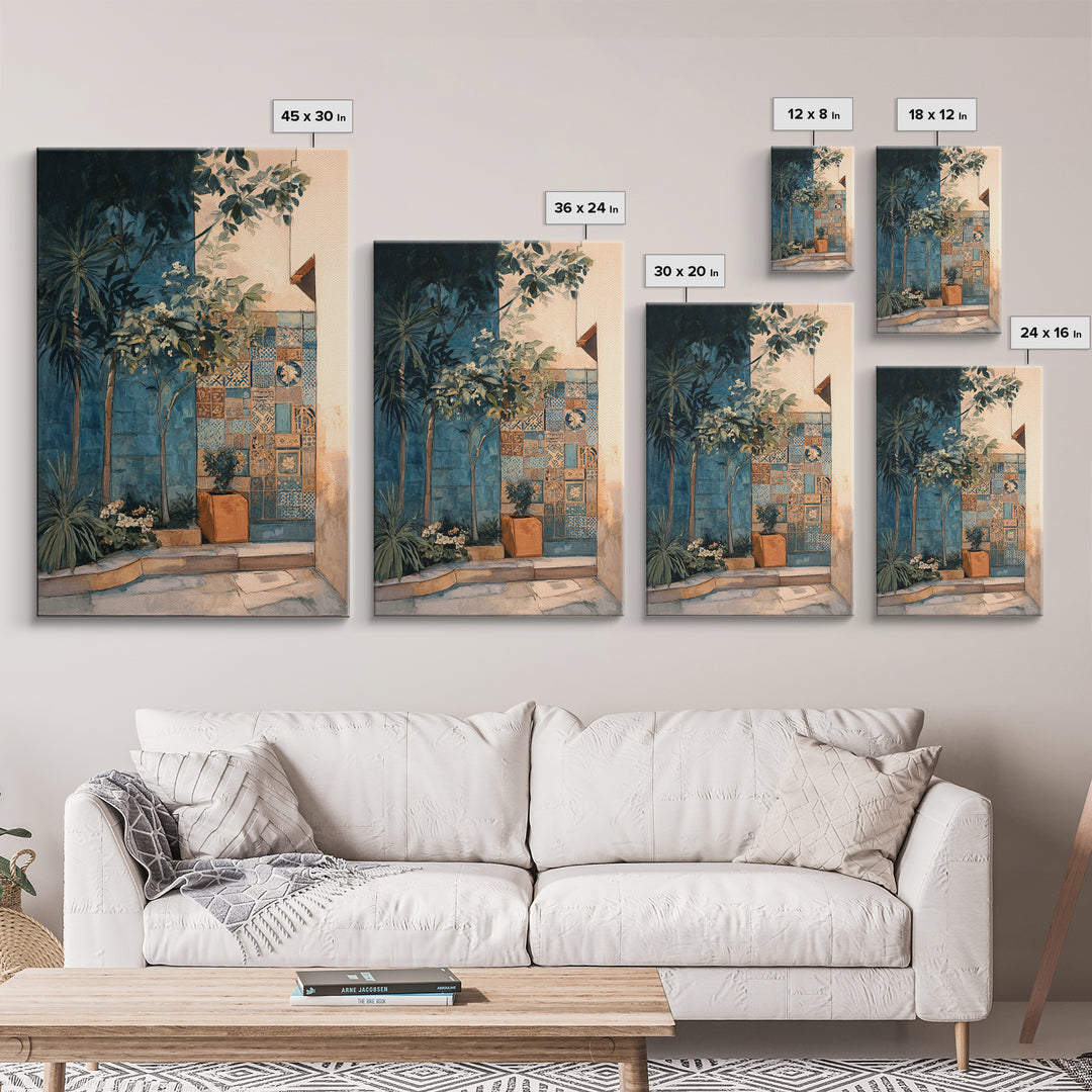 Olive Grove Path Framed Canvas Print, Italian Villa Art, Boho Decor, Living Room Decor, Abstract Art, Villa, Digital Wall Art, IVA-2x3-83